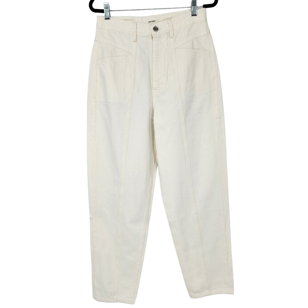 GRLFRND Audrey Slim Leg High Rise Denim Cotton Pants In White Lights Size 26